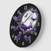 Schwarze u. lila Vollmond-Schläger Große Wanduhr (Winkel)