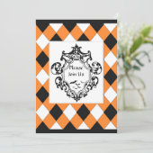 Schwarze u. orange Verzierungs-Einladung Einladung (Stehend Vorderseite)