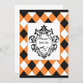 Schwarze u. orange Verzierungs-Einladung Einladung (Vorne/Hinten)