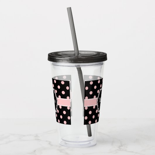Schwarze u. rosa Punkte Acryltrinkbecher (Links)