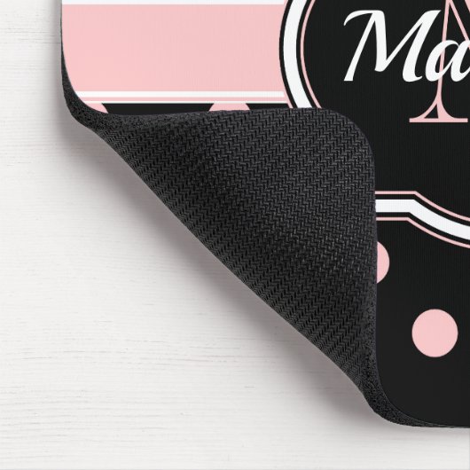 Schwarze u. rosa Punkte Mousepad (Ecke)