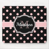 Schwarze u. rosa Punkte Mousepad (Vorne)