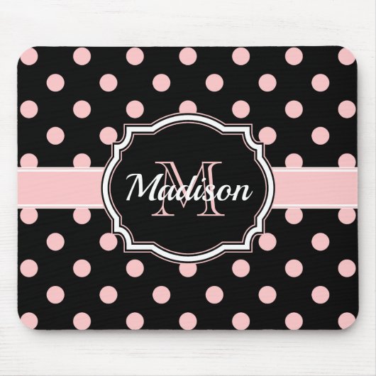 Schwarze u. rosa Punkte Mousepad (Vorne)