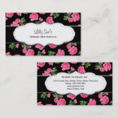 Schwarze u. rosa Rosen-blumige Geschäfts-Karten Visitenkarte (Vorne/Hinten)
