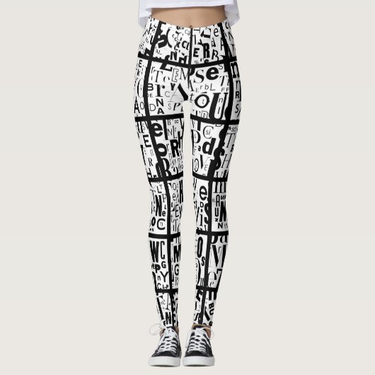 Schwarze u. Weiß Leggings (Vorderseite)