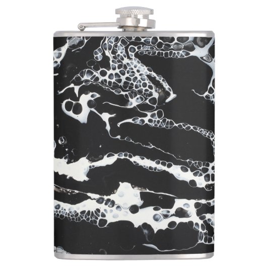 Schwarze u. weiße abstrakte Flasche - "MiniCray " Flachmann (Vorderseite)