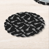 Schwarze u. weiße Akustikgitarre-Entwurfs-Musik Untersetzer (angewinkelt)