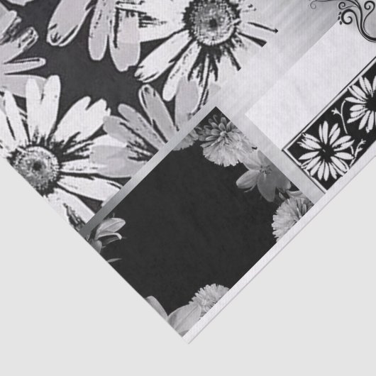 Schwarze u. weiße Blumen-Collage Seidenpapier (Ausschnitt)