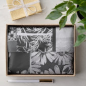 Schwarze u. weiße Blumen-Collage Seidenpapier (Geschenk)