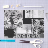 Schwarze u. weiße Blumen-Collage Seidenpapier (Handwerk)