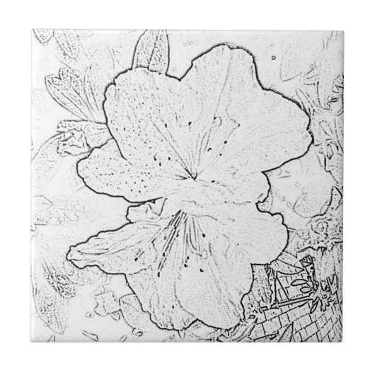 Schwarze u. weiße Blumen-Fliese Fliese (Vorderseite)