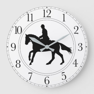 Schwarze u. weiße Dressage-Uhr Große Wanduhr