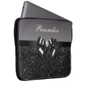 Schwarze u. weiße DruckPaillette, Bogen u. Diamant Laptopschutzhülle (Vorne Rechts)