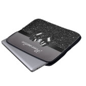 Schwarze u. weiße DruckPaillette, Bogen u. Diamant Laptopschutzhülle (Vorne Knopf)