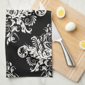 Schwarze u. weiße elegante Geschirrtücher (Viertel Falte)