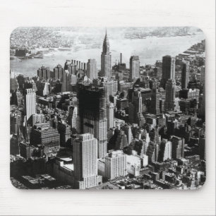 Schwarze u. weiße Fotografie Luftmanhattans Mousepad