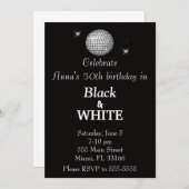 Schwarze u. weiße Geburtstags-Party Einladung (Vorne/Hinten)