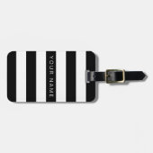 Schwarze u. weiße gestreifte personalisierte gepäckanhänger (Vorderseite horizontal)