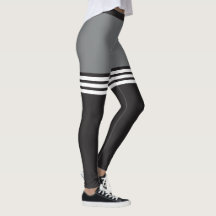 Schwarze u. weiße gestreifte Sport-Leggings