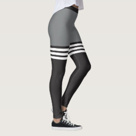 Schwarze u. weiße gestreifte Sport-Leggings Leggings