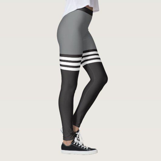 Schwarze u. weiße gestreifte Sport-Leggings Leggings (Rechts)