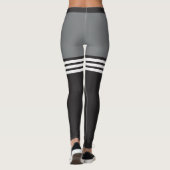 Schwarze u. weiße gestreifte Sport-Leggings Leggings (Rückseite)