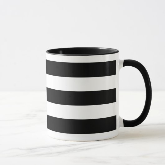 Schwarze u. weiße gestreifte Wecker-Kaffee-Tasse Tasse (Rechts)