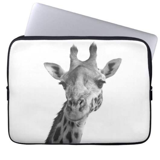 Schwarze u. weiße Giraffe Laptopschutzhülle (Vorderseite)