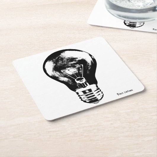 Schwarze u. weiße Glühlampe - Untersetzer (angewinkelt)