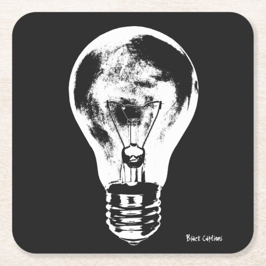 Schwarze u. weiße Glühlampe - Untersetzer (Vorderseite)
