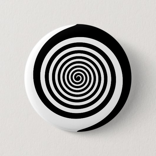 Schwarze u. weiße Hypnotik-Spirale Button (Vorderseite)