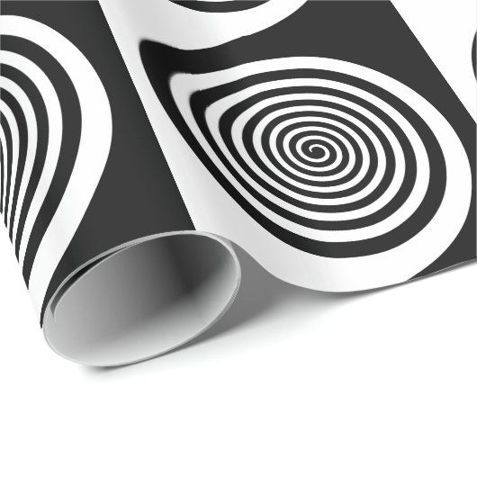 Schwarze u. weiße Hypnotik-Spirale Geschenkpapier (Rolleneckpunkt)