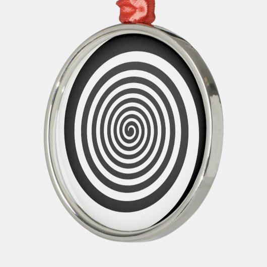 Schwarze u. weiße Hypnotik-Spirale Silbernes Ornament (Links)
