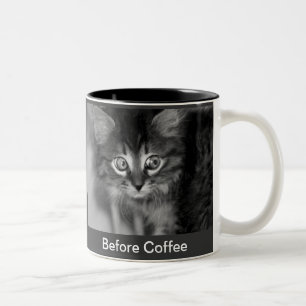 Schwarze u. weiße Kitty-Kaffee-Tasse Zweifarbige Tasse