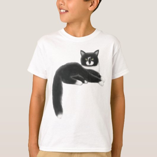 Schwarze u. weiße Kitty-Katze scherzt T - Shirt (Vorderseite)