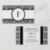 Schwarze u. weiße klassische Damast-Mama, die /m Telefonnummerkarte (Vorne/Hinten)