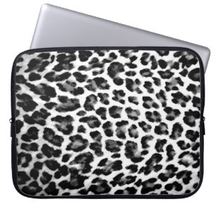 Schwarze u. weiße Leopard-Druck-Laptop-Hülse Laptopschutzhülle