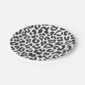 Schwarze u. weiße Leopard-Druck-Tierhaut-Muster Pappteller (Schrägansicht)