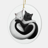 Schwarze u. weiße Liebe-Katzen-Verzierung Keramik Ornament (Links)