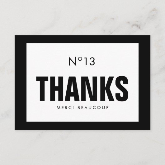 Schwarze u. weiße Mode DANKEN IHNEN Dankeskarte (Vorderseite)