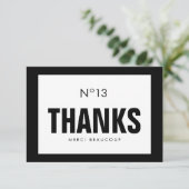 Schwarze u. weiße Mode DANKEN IHNEN Dankeskarte (Stehend Vorderseite)