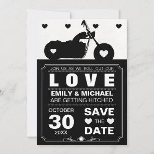Schwarze u. weiße Motorrad-Silhouette Save the Save The Date