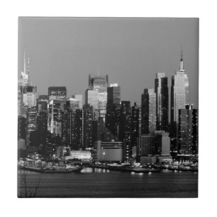 Schwarze u. weiße NY Skyline-Fliese Fliese
