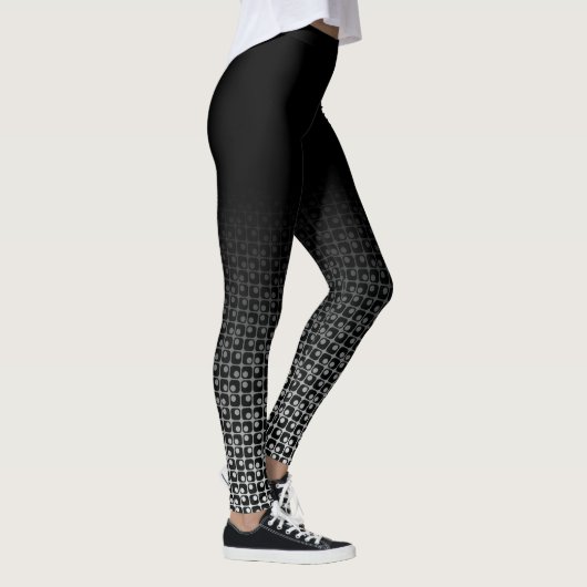 Schwarze u. weiße Ombre Retro gerundete Leggings (Rechts)