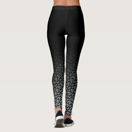 Schwarze u. weiße Ombre Retro gerundete Leggings (Rückseite)