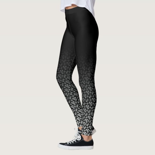 Schwarze u. weiße Ombre Retro gerundete Leggings (Links)