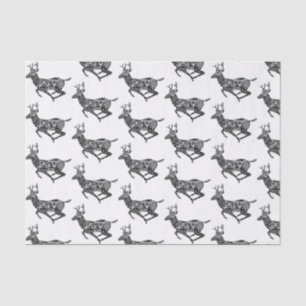Schwarze u. weiße Paisley-Rotwild Seidenpapier