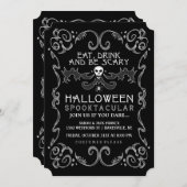 Schwarze u. weiße Party Einladung Halloweens (Vorne/Hinten)