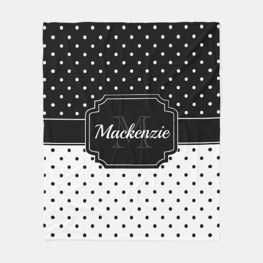 Schwarze u. weiße Punkte Fleecedecke (Vorderseite)