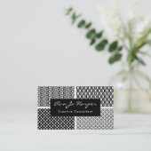 Schwarze u. weiße Retro Muster x vier: Spaß u. Visitenkarte (Stehend Vorderseite)